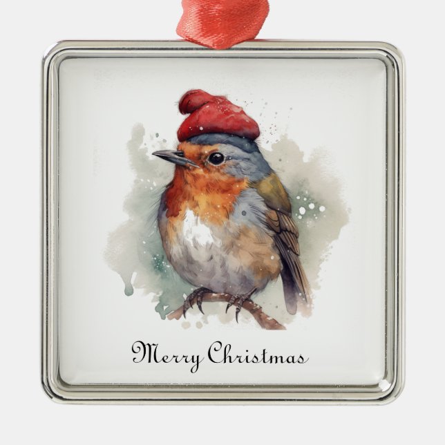Ornamento De Metal Robin Winter Delight, personalizado (Frente)