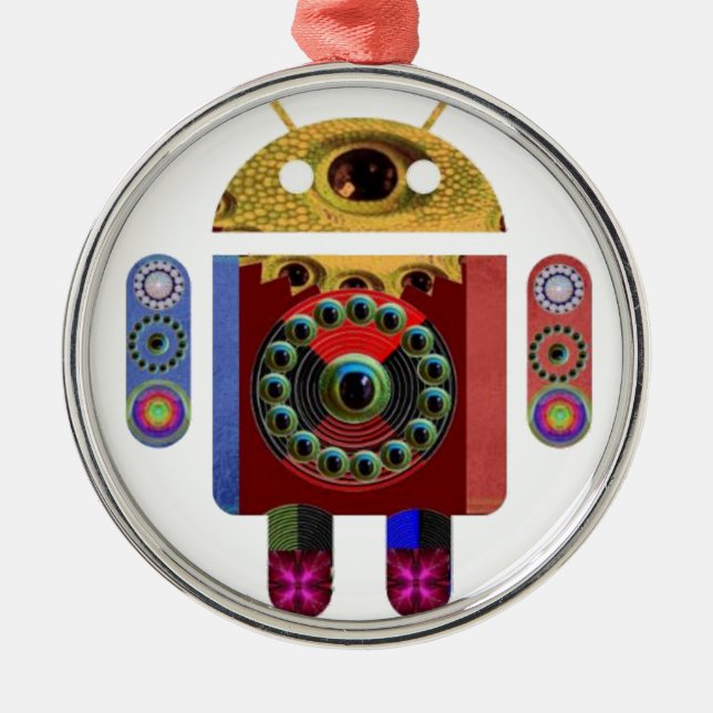 Ornamento De Metal Robô do ANDROID (Frente)