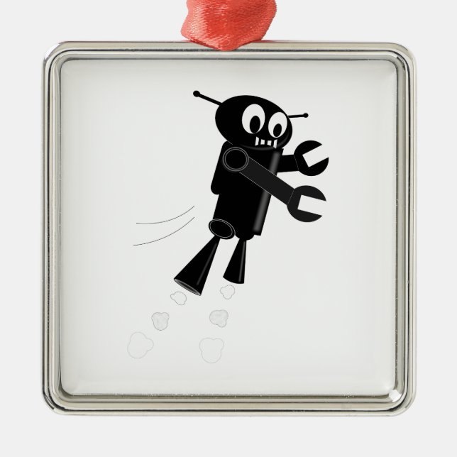 Ornamento De Metal Robô Voador Negro (Frente)