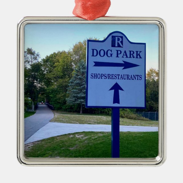 Ornamento De Metal Rockford Michigan Dog Park Sinal (Frente)