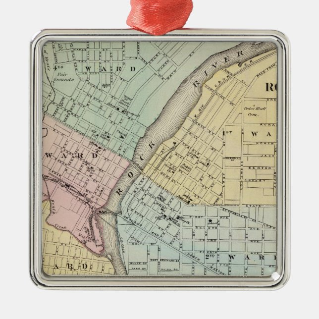 Ornamento De Metal Rockford, Sterling e quedas da rocha (Frente)