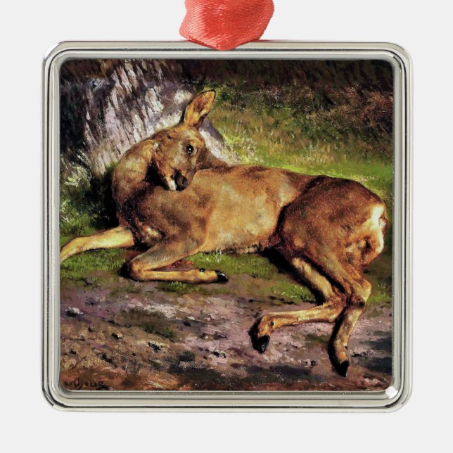 Ornamento De Metal Roe Deer in the Forest (por Rosa Bonheur) (Frente)