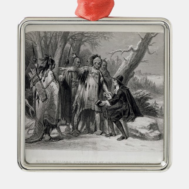 Ornamento De Metal Roger Williams protegido pelo Narragansetts (Frente)
