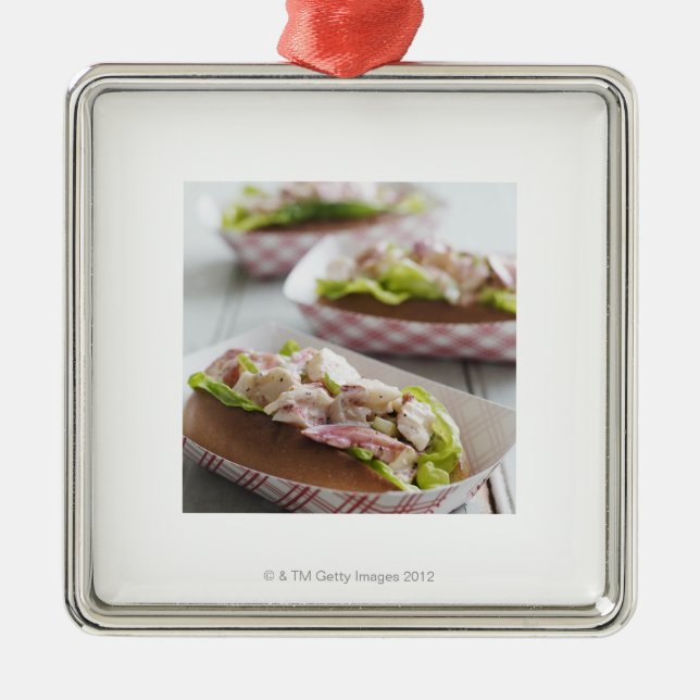 Ornamento De Metal Rolo da lagosta de Maine (Frente)