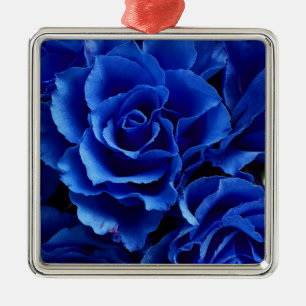 Ornamento De Metal Romance de flores rosas azuis