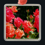 Ornamento De Metal Romantic Coral Roses<br><div class="desc">romantic coral rose garden - photo by H cooper</div>