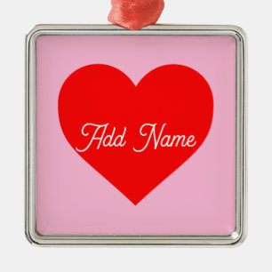 Ornamento De Metal Romântico Vermelho Pastel Rosa Personalizado