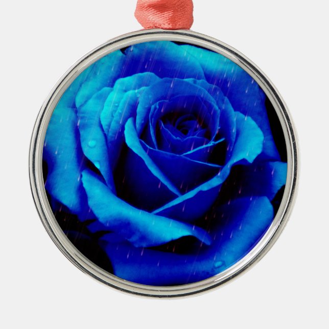 Ornamento De Metal Rosa Azul Dramático (Frente)