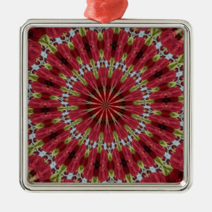 Ornamento De Metal Rosa Buquê Caleidoscópio Sob Vidro 1