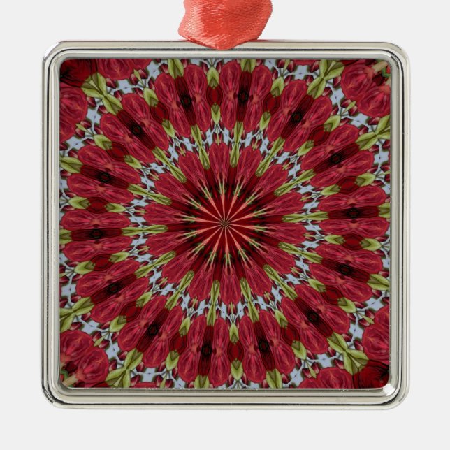 Ornamento De Metal Rosa Buquê Caleidoscópio Sob Vidro 1 (Frente)