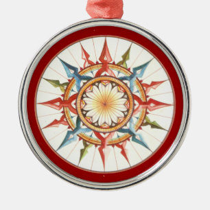 Ornamento De Metal rosa de bússola - mandala