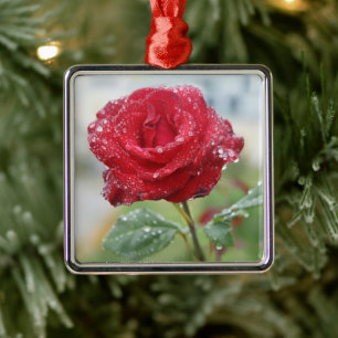 Ornamento De Metal Rosa em gotas de chuva