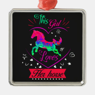 Ornamento De Metal Rosa, Essa Menina Ama O Cavalo Dela