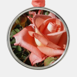 Ornamento De Metal Rosa Rosa Peachada
