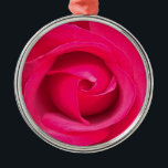 Ornamento De Metal Rosa Rosa Rosa Vermelha Romântica<br><div class="desc">Rosa romântico e rosa vermelha.</div>