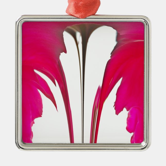 Ornamento De Metal Rosa vermelha fantástica do chic sob o céu branco. (Frente)