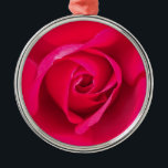 Ornamento De Metal Rosa Vermelho Romântico Rosa v2<br><div class="desc">Rosa romântico e rosa vermelha.</div>