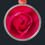 Ornamento De Metal Rosa Vermelho Romântico Rosa v2<br><div class="desc">Rosa romântico e rosa vermelha.</div>