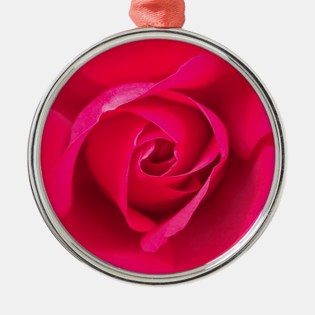 Ornamento De Metal Rosa Vermelho Romântico Rosa v2 (Frente)