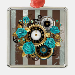 Ornamento De Metal Rosas de toucador e de turquesa em tiras