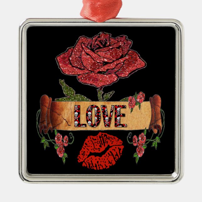 Ornamento De Metal ROSAS RAIB Rockabilly, Love & Lipstick (Frente)