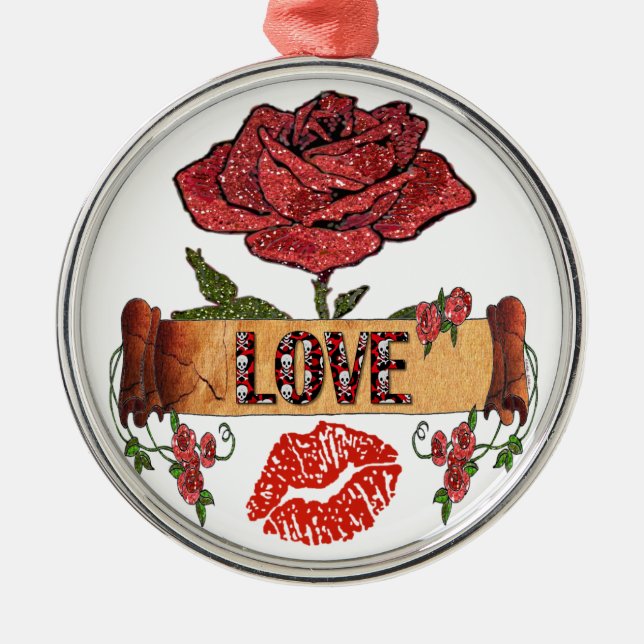 Ornamento De Metal ROSAS RAIB Rockabilly, Love & Lipstick (Frente)