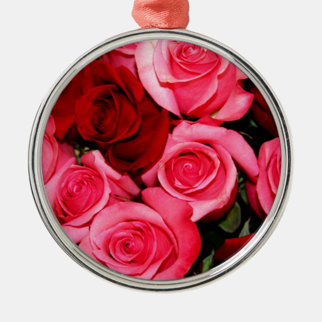 Ornamento De Metal Rosas, rosa e vermelho (Frente)