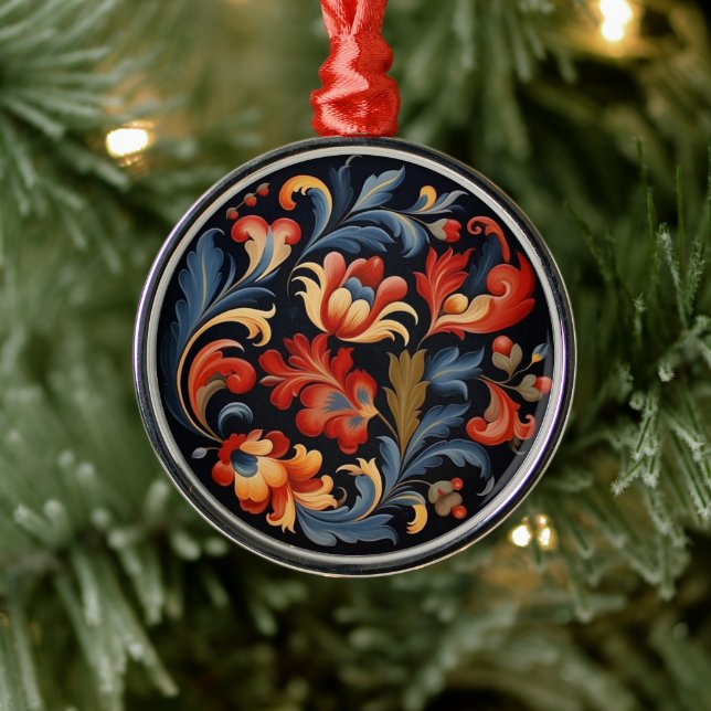 Ornamento De Metal RosePintura Moderna 1 de 6 (Árvore)