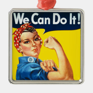 Ornamento De Metal Rosie the Riveter (Poster Icônica) (Nós podemos 