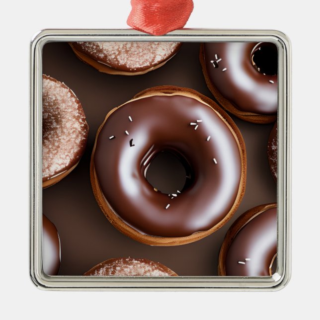 Ornamento De Metal Rosquinhas de chocolate com chuviscos no Natal (Frente)