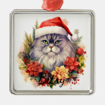 ROSTO DE GATO FERIADO NATAL FLUFFY