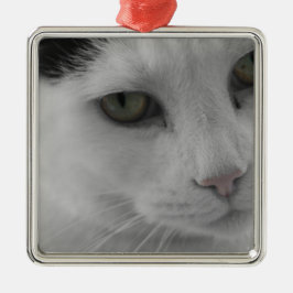 Ornamento De Metal Rostos de gatos pretos e brancos