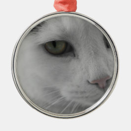 Ornamento De Metal Rostos de gatos pretos e brancos