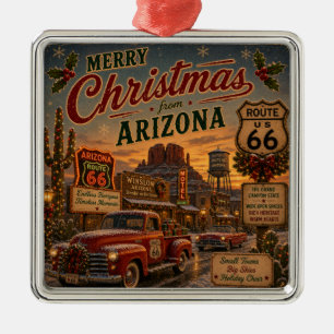 Ornamento De Metal Rota 66 Sudoeste Natal Vintage Deserto