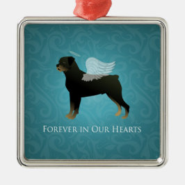 Ornamento De Metal Rottweiler Angel - Pet Memorial Design