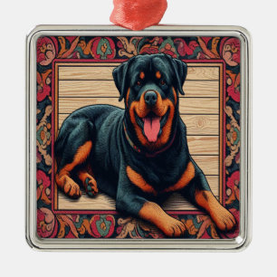 Ornamento De Metal Rottweiler Cão 3D Borda Na moda Colorida