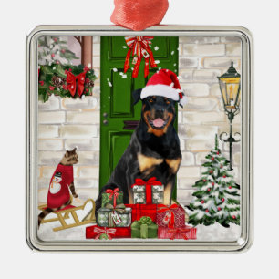 Ornamento De Metal Rottweiler - Natal do Cão
