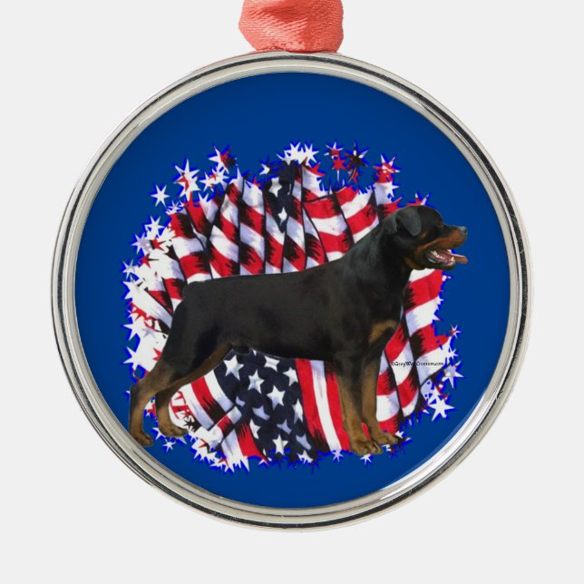 Ornamento De Metal Rottweiler Patriot (Frente)