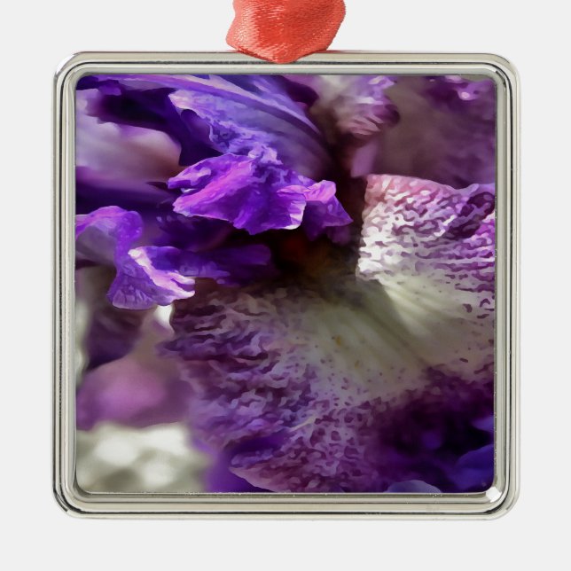Ornamento De Metal Roxo, Violeta e Mauve Iris Abstrato (Frente)
