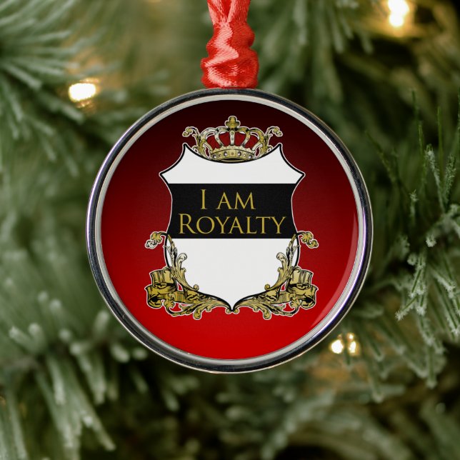 Ornamento De Metal Royal Crown Shield Black Red Gradient Luxe (Árvore)