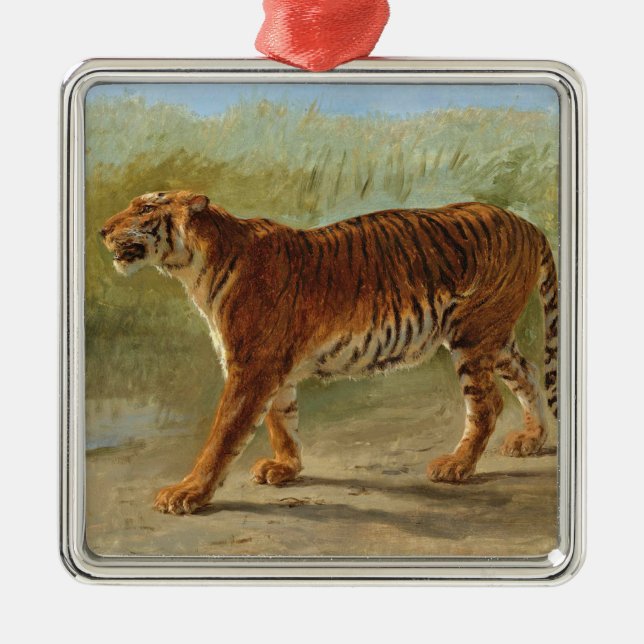 Ornamento De Metal Royal Tiger Marching (por Rosa Bonheur) (Frente)