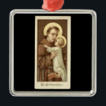 Ornamento De Metal Rua. Anthony de Pádua e o Cristo Criança Jesus<br><div class="desc">Anthony,  um dos santos mais populares,  segurando a criança Cristo em seus braços. A imagem de Anthony e da criança Jesus é uma favorita ao redor do globo.</div>