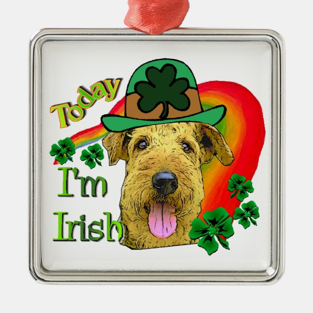 Ornamento De Metal Rua de Airedale Terrier. Dia de Patrick (Frente)