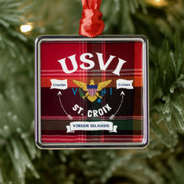 Ornamento De Metal RUA de Bandeira das Ilhas Virgens dos EUA. Croix U