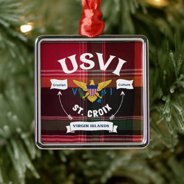 Ornamento De Metal RUA de Bandeira das Ilhas Virgens dos EUA. Croix U (Árvore)