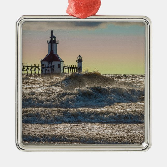 Ornamento De Metal Rua Joseph Lighthouse Painterly (Frente)