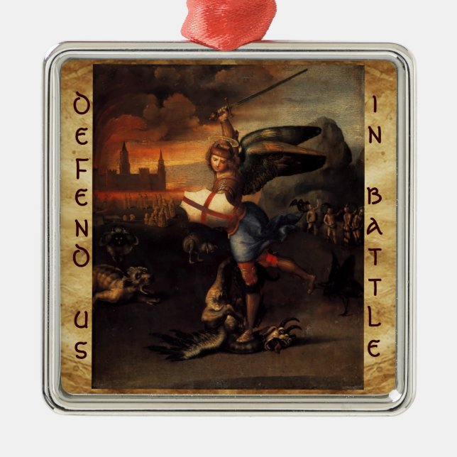 Ornamento De Metal Rua Michael e Dragon Prayer (Frente)