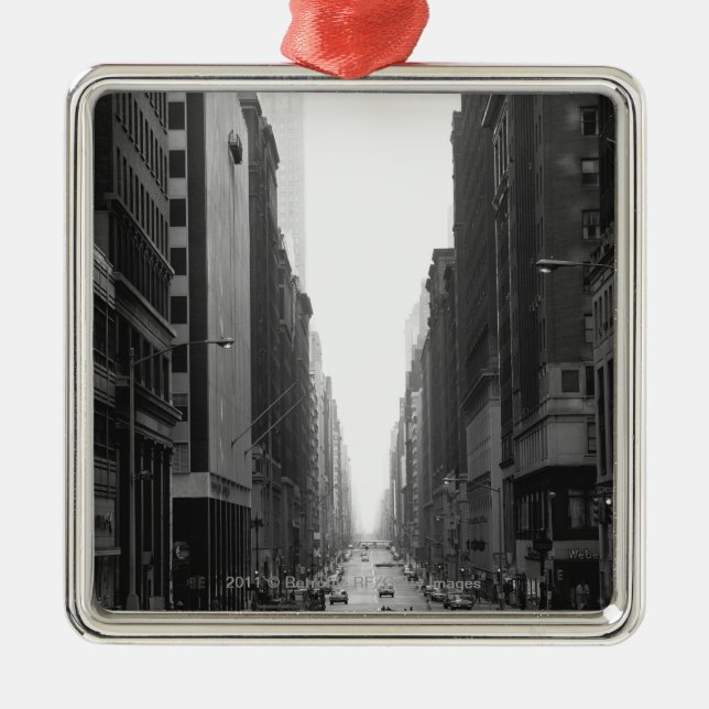 Ornamento De Metal Rua na cidade B&W de NY (Frente)