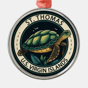 Ornamento De Metal Rua Thomas U.S. Virgin Islands Turtle Crachá