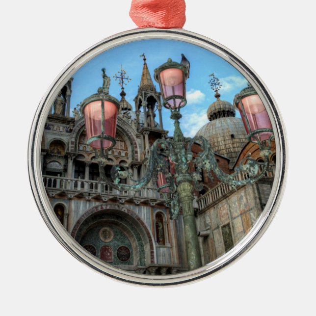 Ornamento De Metal Ruas. Marcas e Lâmpada, Veneza, Itália (Frente)